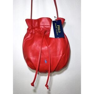 $398 NWT Ralph Lauren Polo The Pony Pouch Leather Crossbody Red Handbag Purse